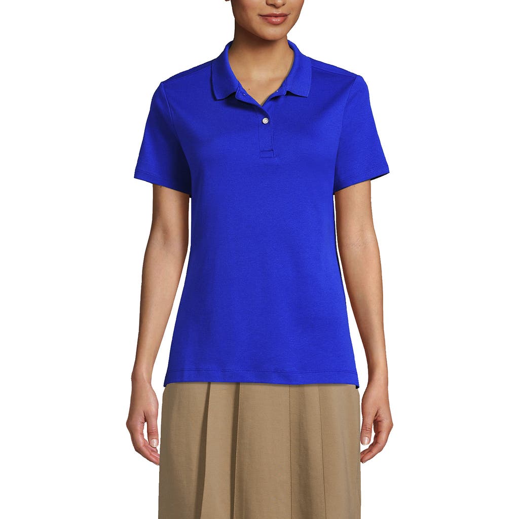 Lands' End School Uniform Short Sleeve Feminine Fit Interlock Polo Shirt In Cobalt