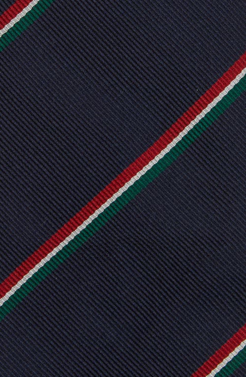 Sid Mashburn Repp Silk Tie In Navy Red White Green Stripe