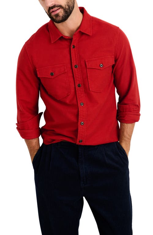 Alex Mill Frontier Cotton Chamois Long Sleeve Button-Up Shirt in Red