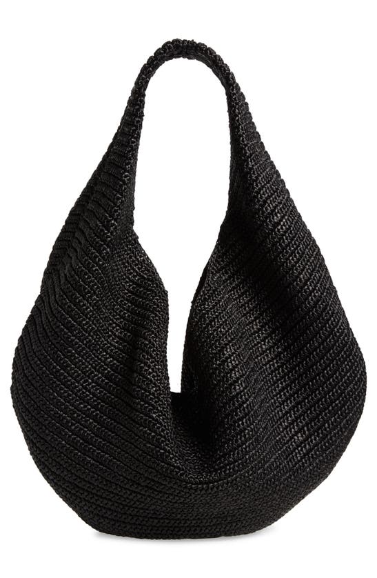 Shop Khaite Large Olivia Woven Palm Hobo Bag In Black