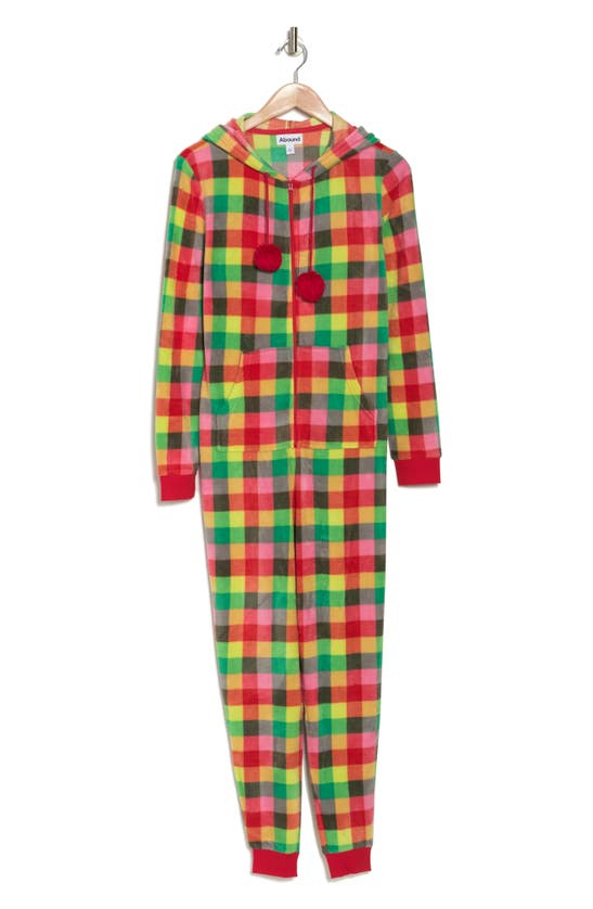 Abound Fleece Pajama Jumpsuit In Red Chinoise Lws Plaid