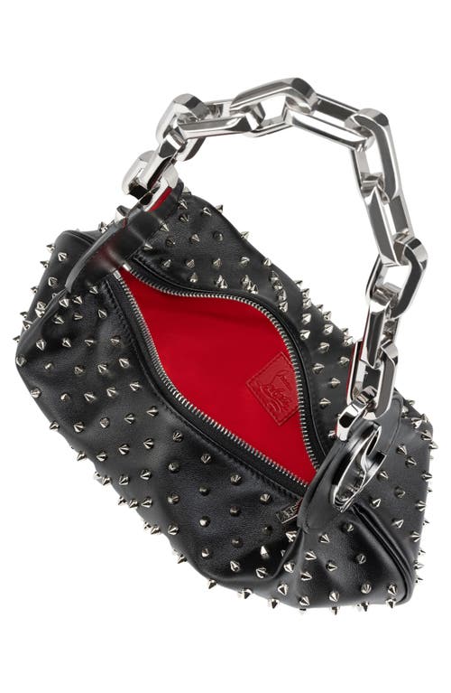 Shop Christian Louboutin Le 54 Studded Leather Shoulder Bag In H651 Black/silver/silver