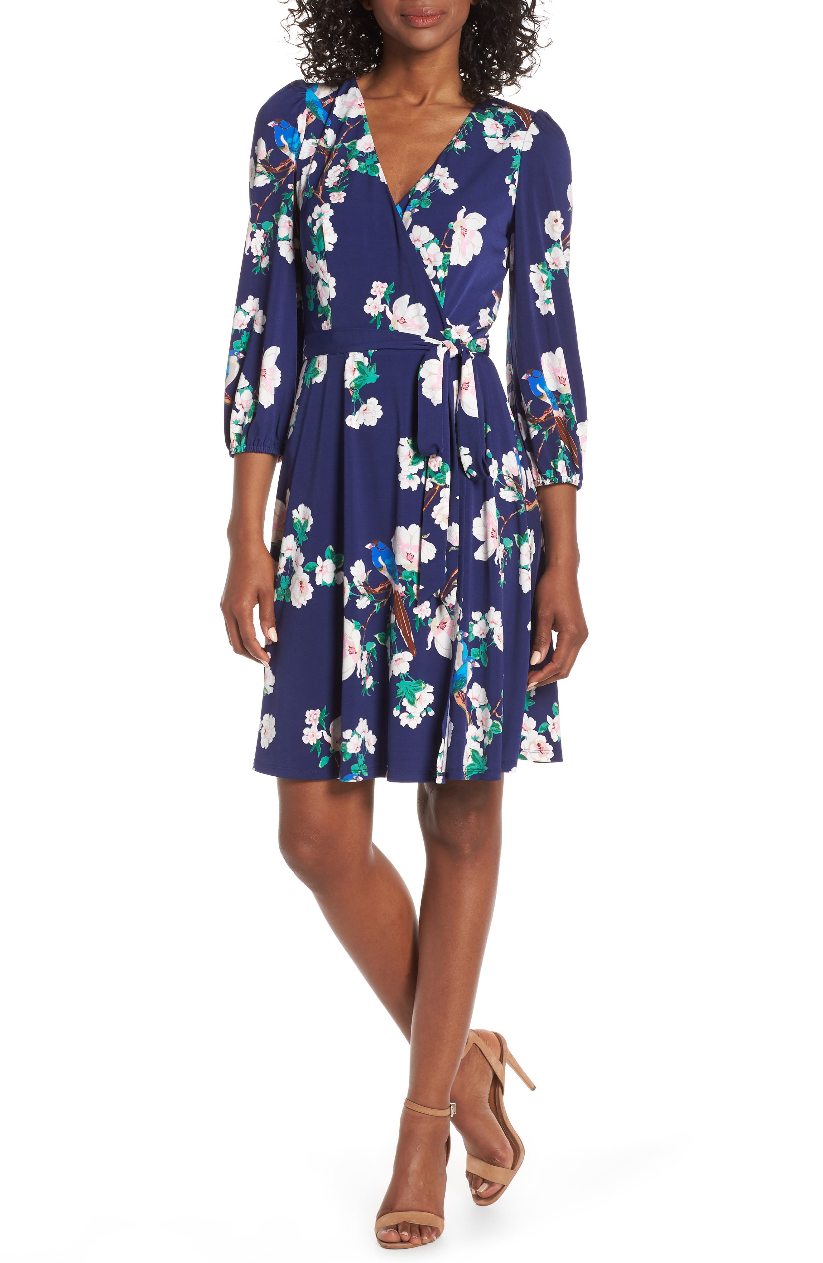 eliza j floral faux wrap dress