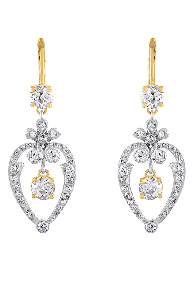 Mindi Mond Old Floral Heart Diamond Drop Earrings | Nordstrom