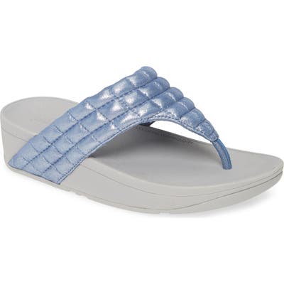 Fitflop Lulu Padded Shimmy Suede Flip Flop, Blue