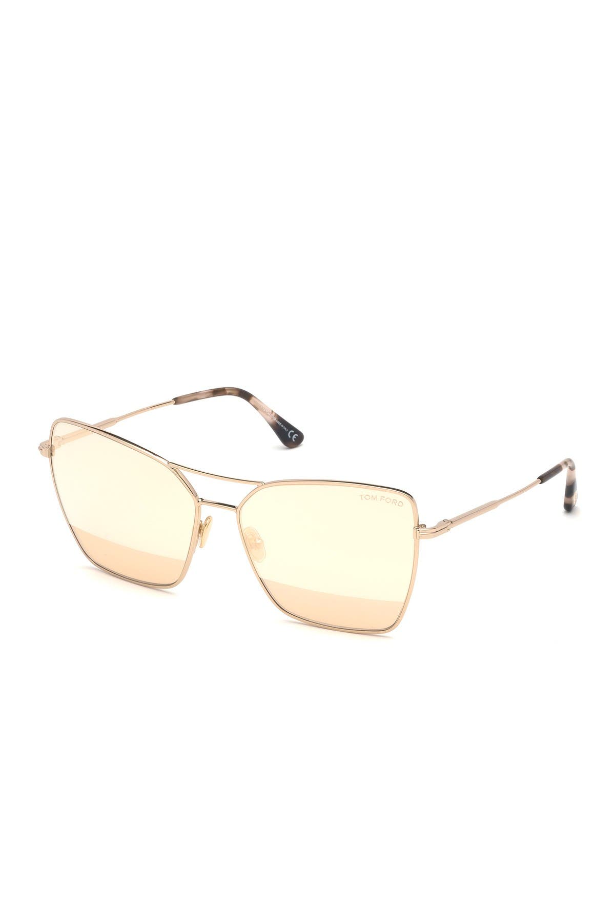 Tom Ford Shiny Rose Gold 61mm Square Aviator Polarized Sunglasses In Gold7