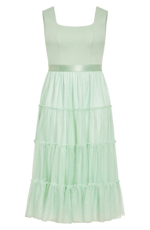 Shop City Chic Sherie Sleeveless Tiered Tulle Dress In Minty