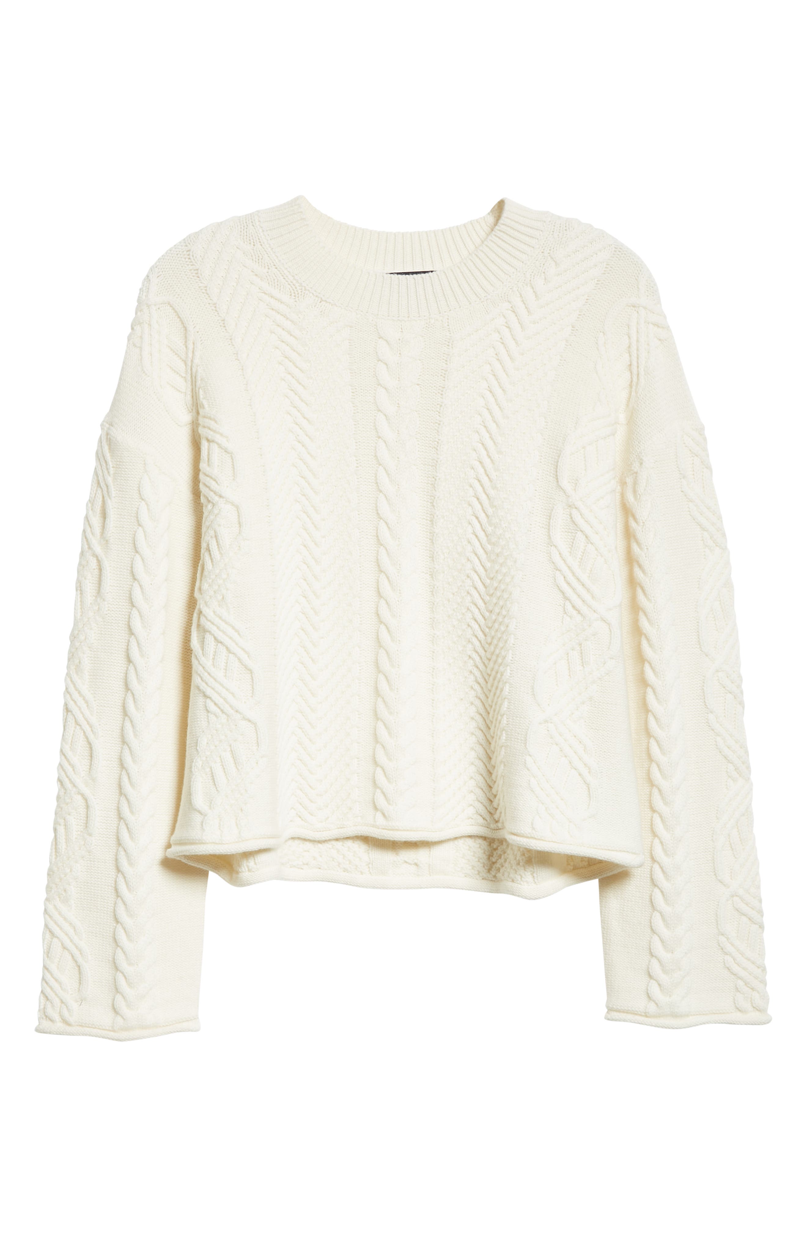 Theory Cable Knit Wool \u0026 Cashmere Sweater in Ivory at Nordstrom, Size Large