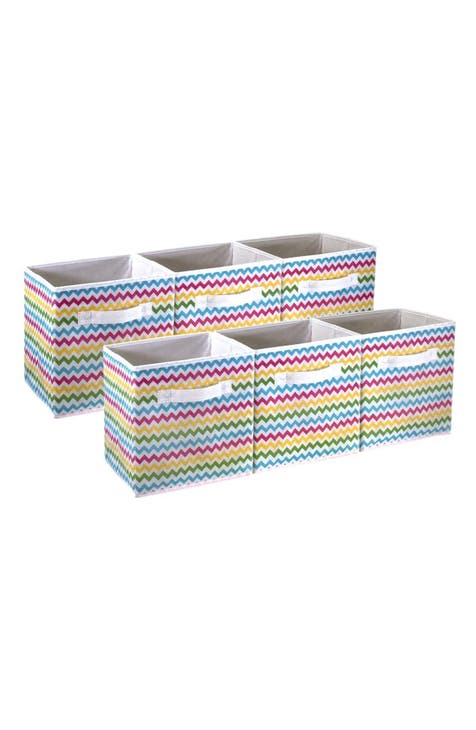 Sorbus 6 Pack Cube Storage Bins - Foldable Fabric Basket Organizer for Kids  in Classic Pastel Colors