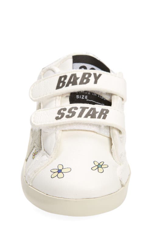 Shop Golden Goose Old School Flower Sneaker In White/ice/silver