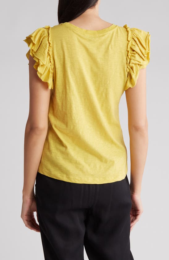 Shop Industry Republic Clothing Double Flutter Sleeve Cotton Top In Anjou Pear