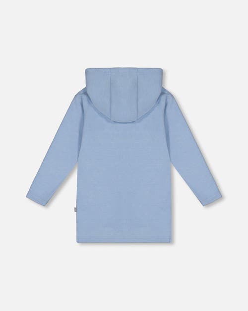 Shop Deux Par Deux Little Girl's Hooded Rib Tunic Light Blue In Air Blue