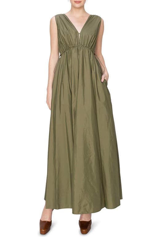 Ruched Maxi Dress in Olive