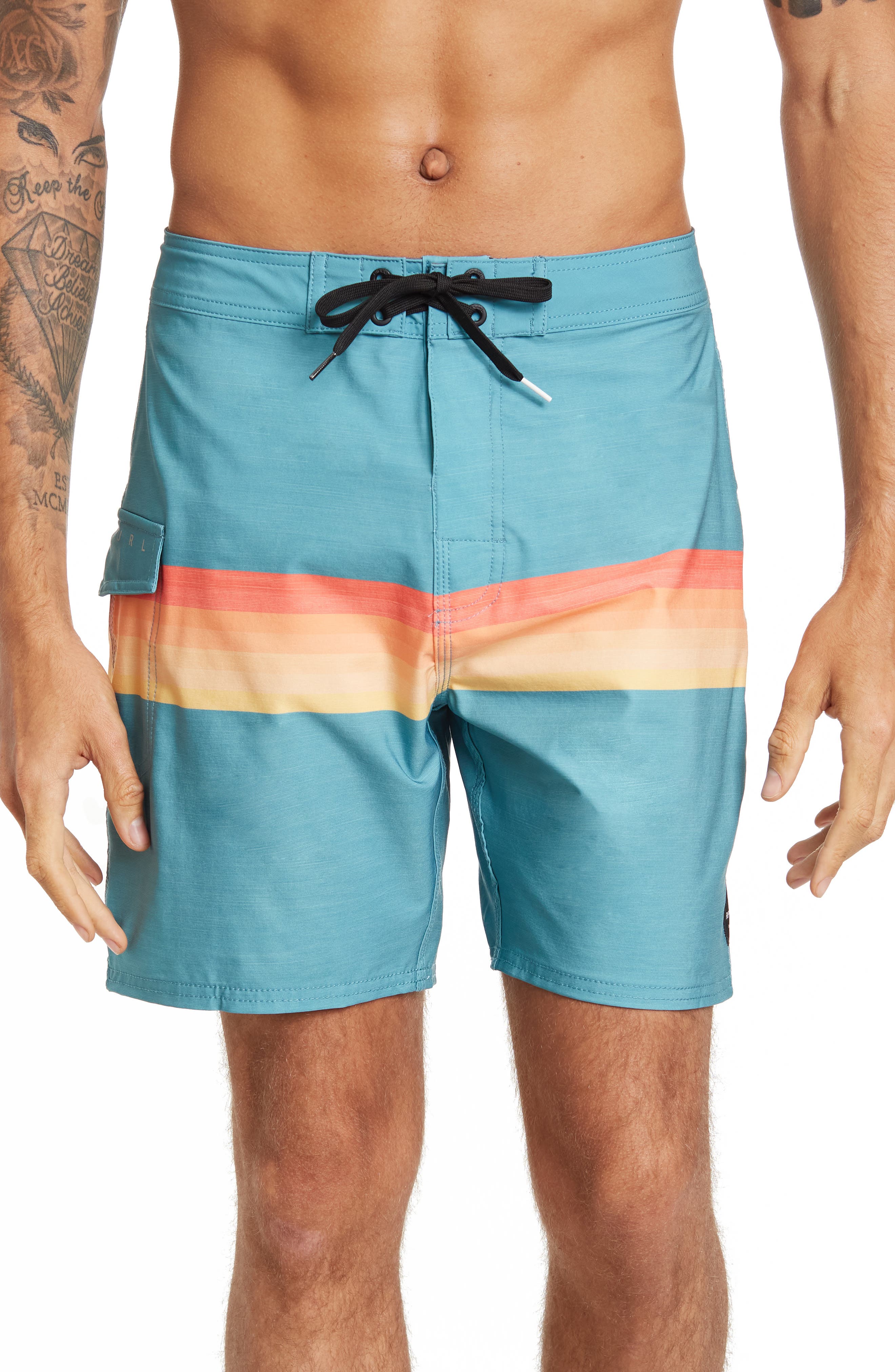 Mens Beach Swim Trunks Vintage Poppy Flowers Boxer Swimsuit Underwear Board Shorts with Pocket