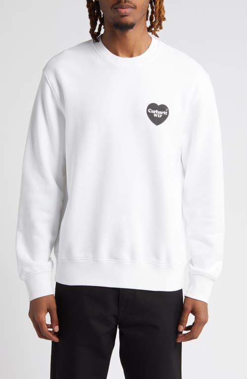 Carhartt Work In Progress Heart Bandana Logo Cotton Blend Graphic Sweatshirt In White/black Stone Washed