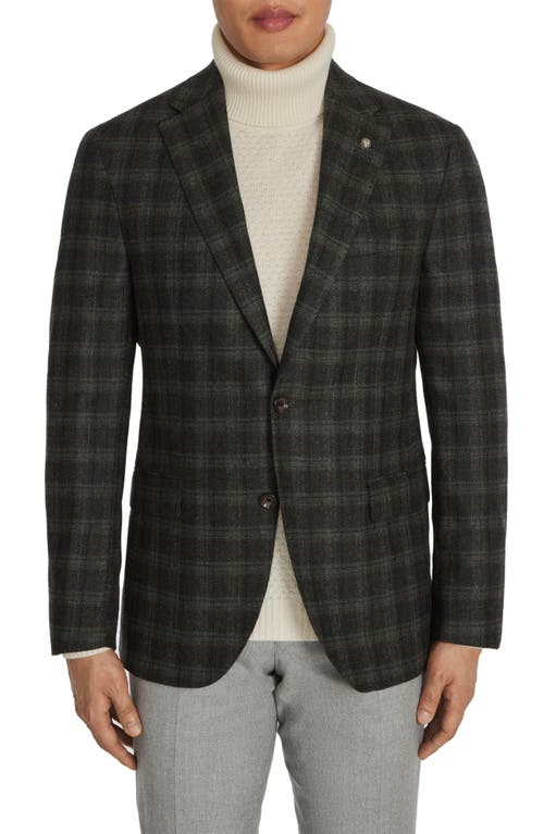 Midland Plaid Wool & Cashmere Sport Coat in Grey