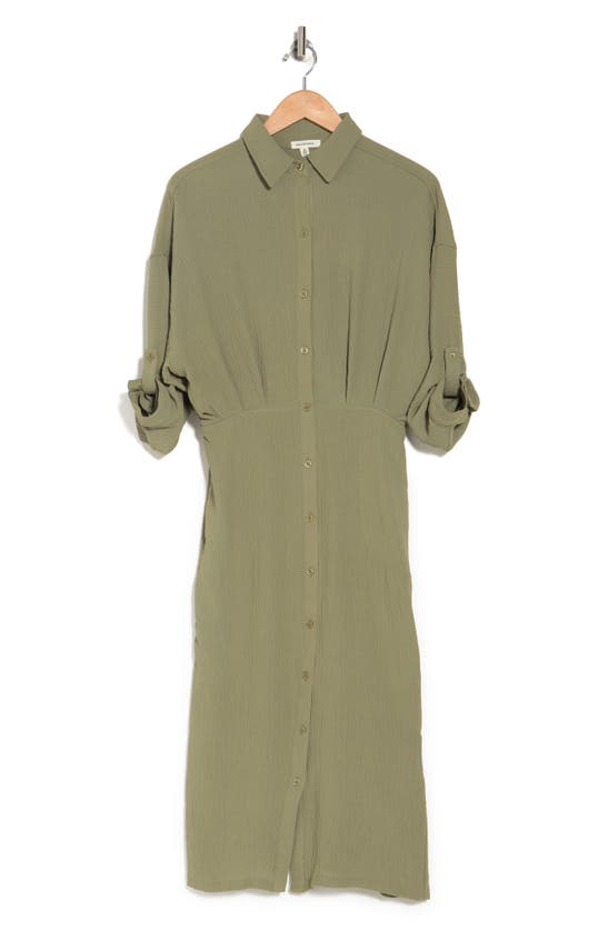 Max Studio Career Button Front Midi Shirt Dress In Papyrus | ModeSens
