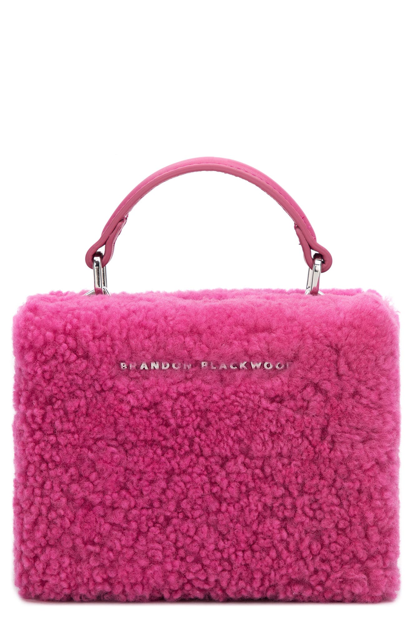 BRANDON BLACKWOOD Mini Kendrick Trunk Crossbody Bag, Main, color, PINK SHEARLING