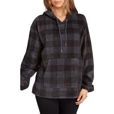 Volcom Straight Plaid Hoodie, Black