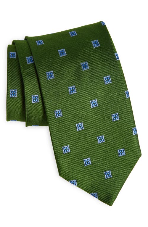 Shop David Donahue Floral Medallion Silk Tie In Green