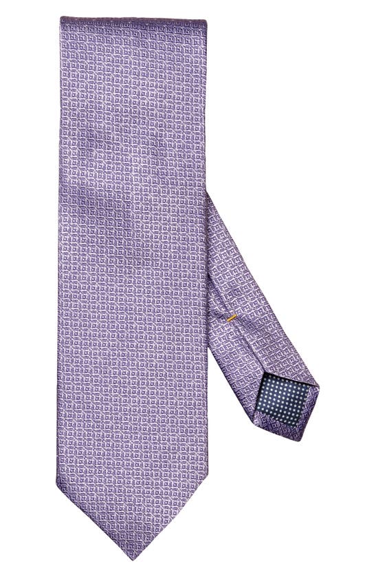 Shop Eton Tonal Geometric Pattern Silk Tie In Medium Purple