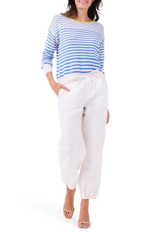Nic + Zoe Supersoft Striped Up Sweater In Blue Multi