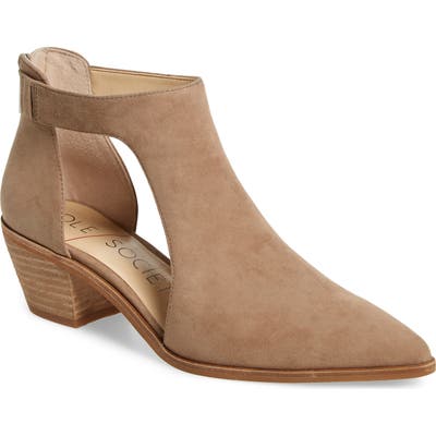 Sole Society Lanette Pointy Toe Bootie, Beige