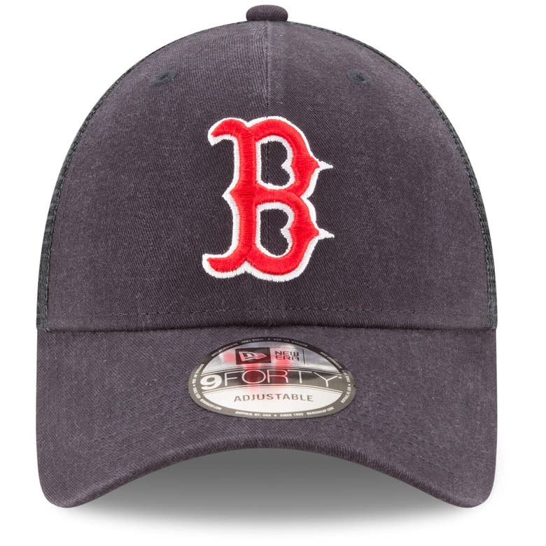 Shop New Era Navy Boston Red Sox Trucker 9forty Adjustable Snapback Hat