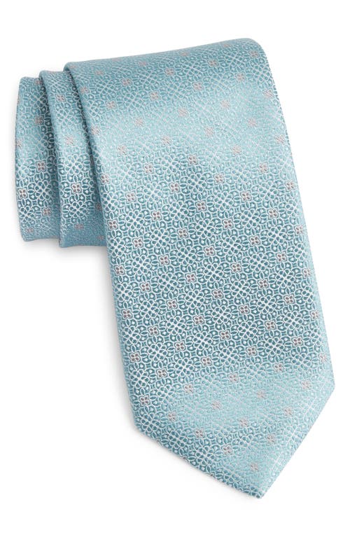 Canali Floral Medallion Silk Tie in Turquoise at Nordstrom