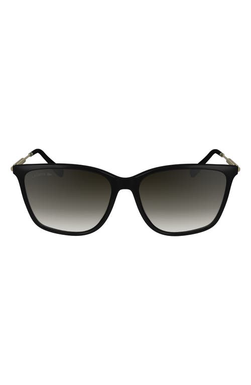 Premium Heritage 57mm Gradient Rectangular Sunglasses in Black