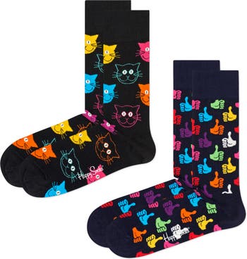2-Pack Crew Classic Socks Cotton Socks Assorted Blend Nordstrom Happy | Cat