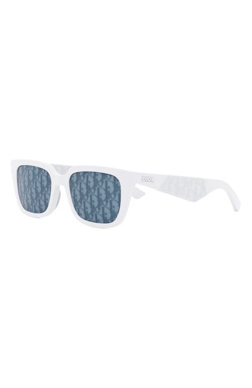 Shop Dior 'b27 S2i 55mm Square Sunglasses In White/blu Mirror