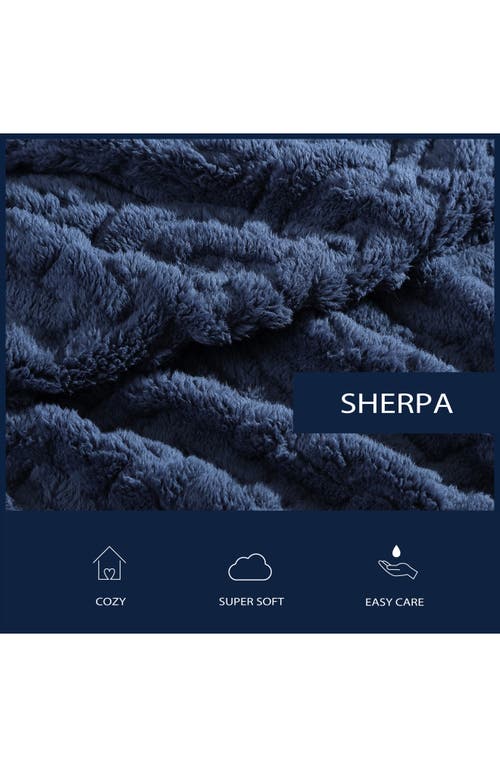 Nautica Declan Sherpa Reversible Throw Blanket In Navy