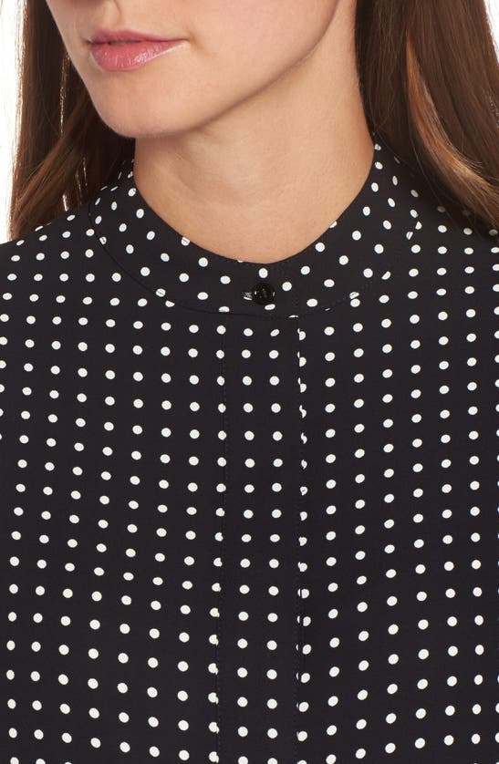 Shop Anne Klein Polka Dot Chiffon Button-up Shirt In Black/ White
