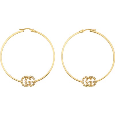 Gucci Running G Diamond Hoop Earrings
