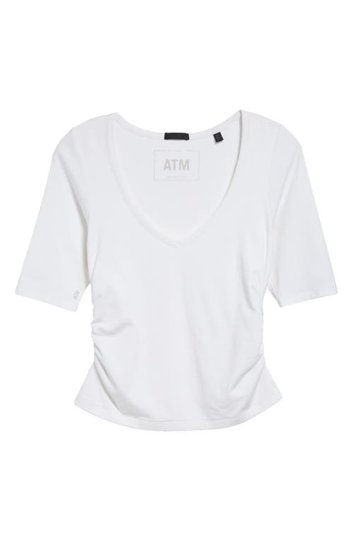 Shop Atm Anthony Thomas Melillo Ruched Stretch Pima Cotton Top In White