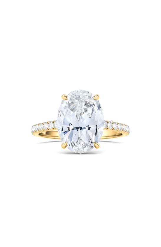 Hautecarat Oval Cut Pavé Lab Grown Diamond Ring In 18k Yellow Gold
