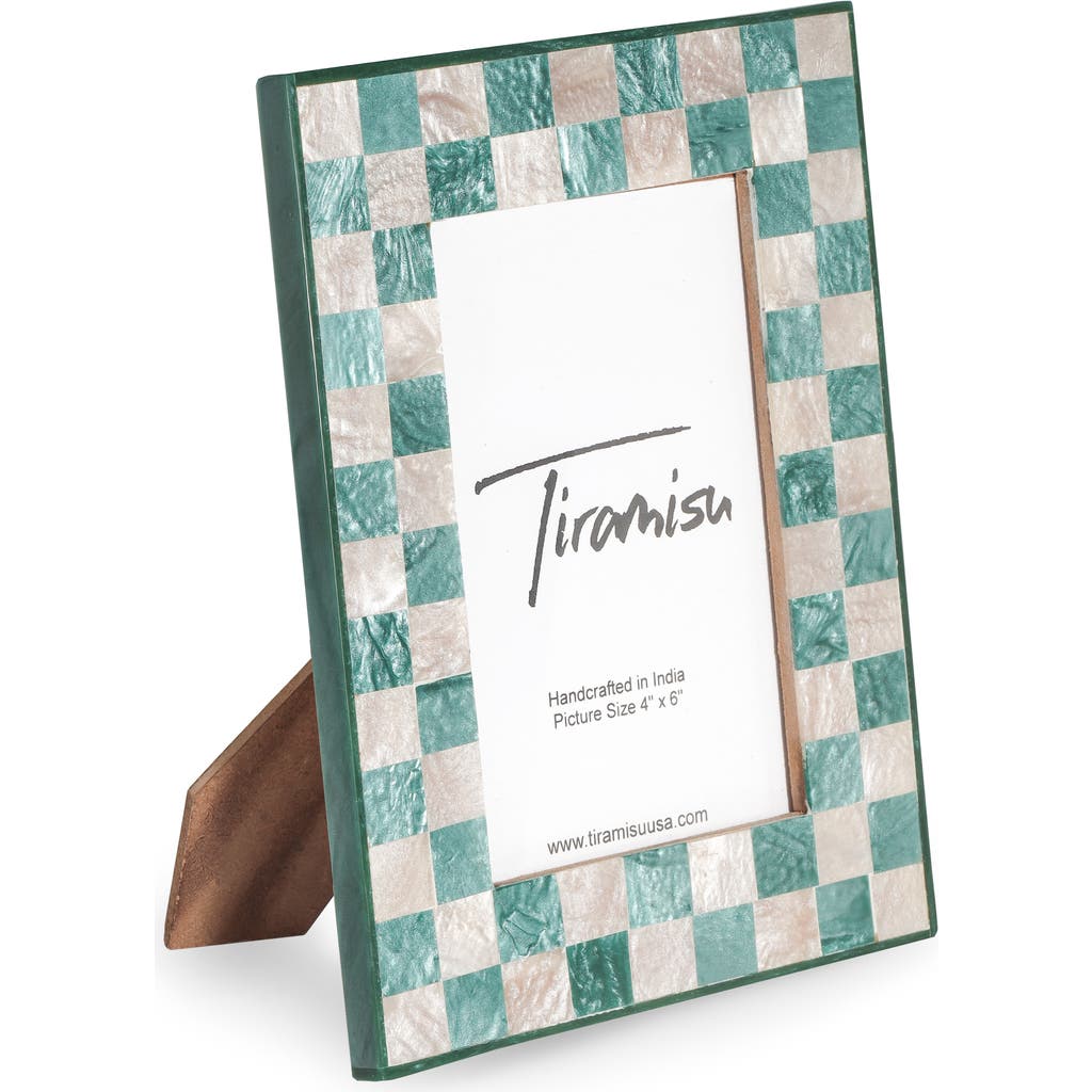 Tiramisu Resin Checkered Picture Frame In Teal Blue