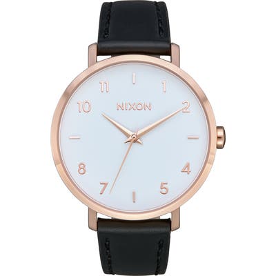 Nixon The Arrow Leather Strap Watch,