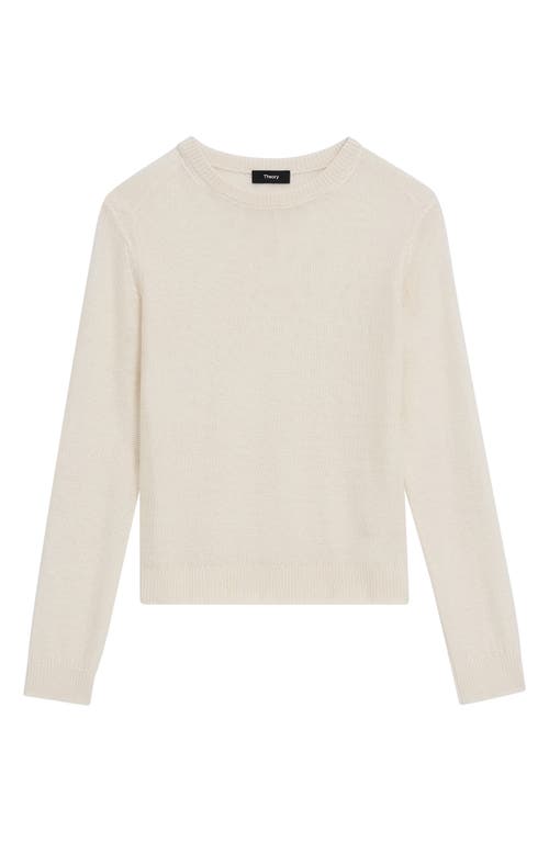 Shop Theory Elbow Patch Linen Blend Sweater In Bone - Q3w