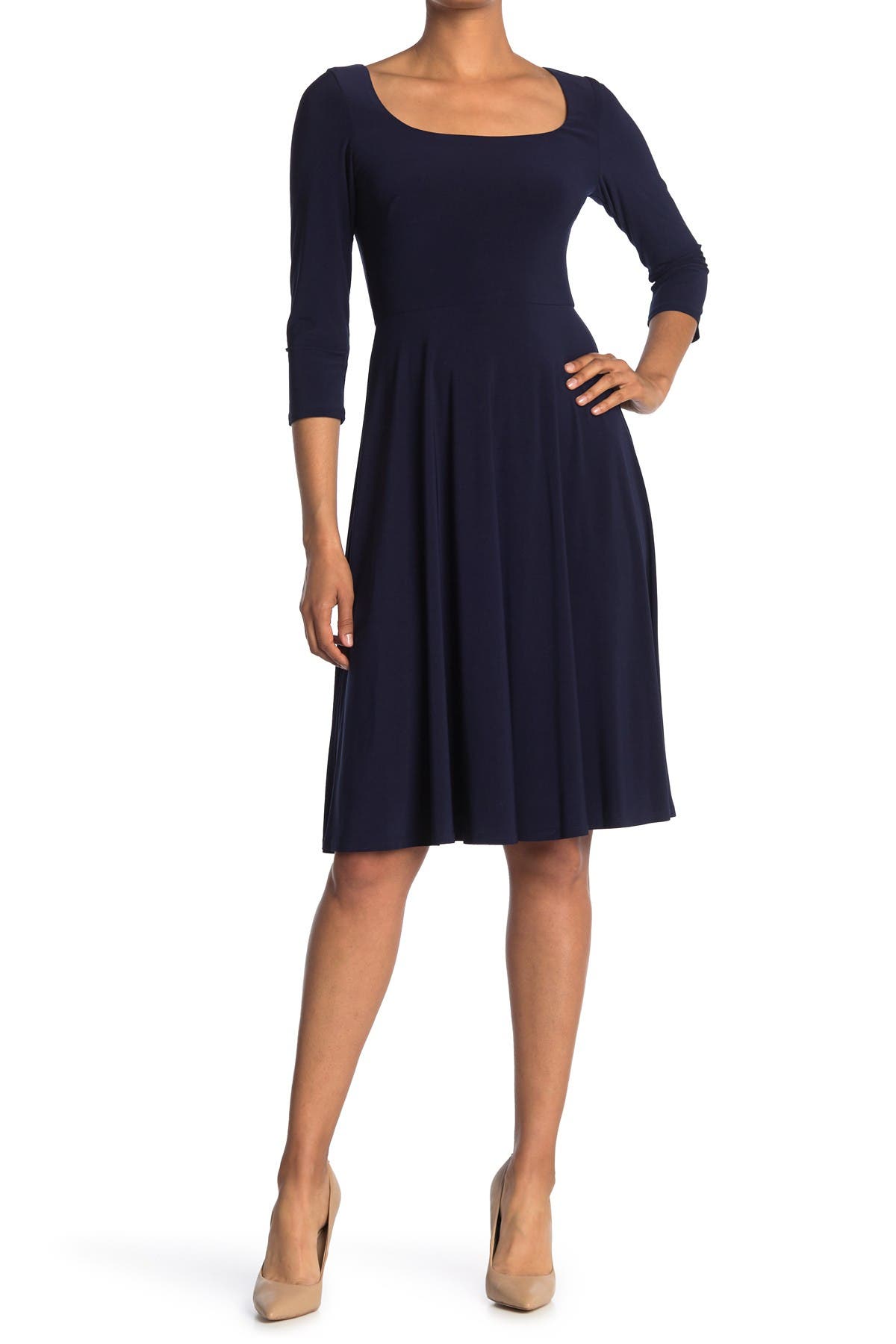 square neck fit and flare dress