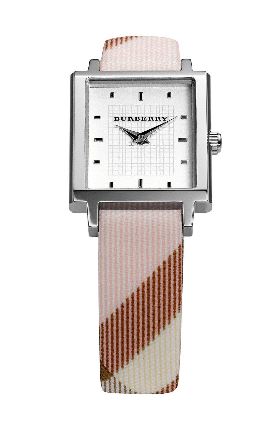 burberry small check strap watch