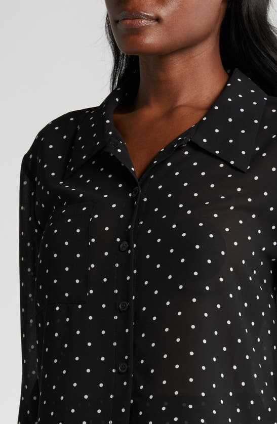 Shop Wayf Sussex Button-up Shirt In Black Polka-dot