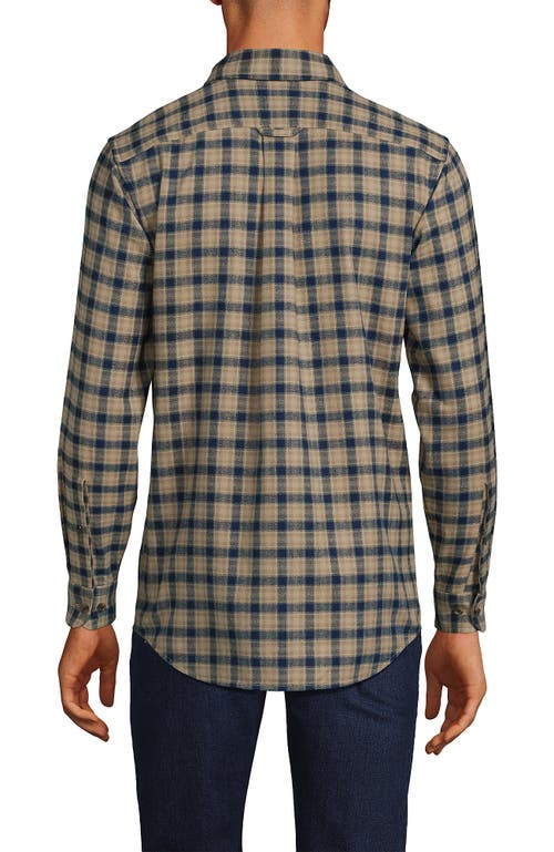 Shop Lands' End Traditional Fit Flagship Flannel Shirt In Radiant Navy/taupe Plaid