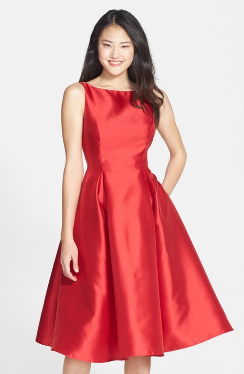 Shop Adrianna Papell Sleeveless Mikado Fit & Flare Midi Dress In Red