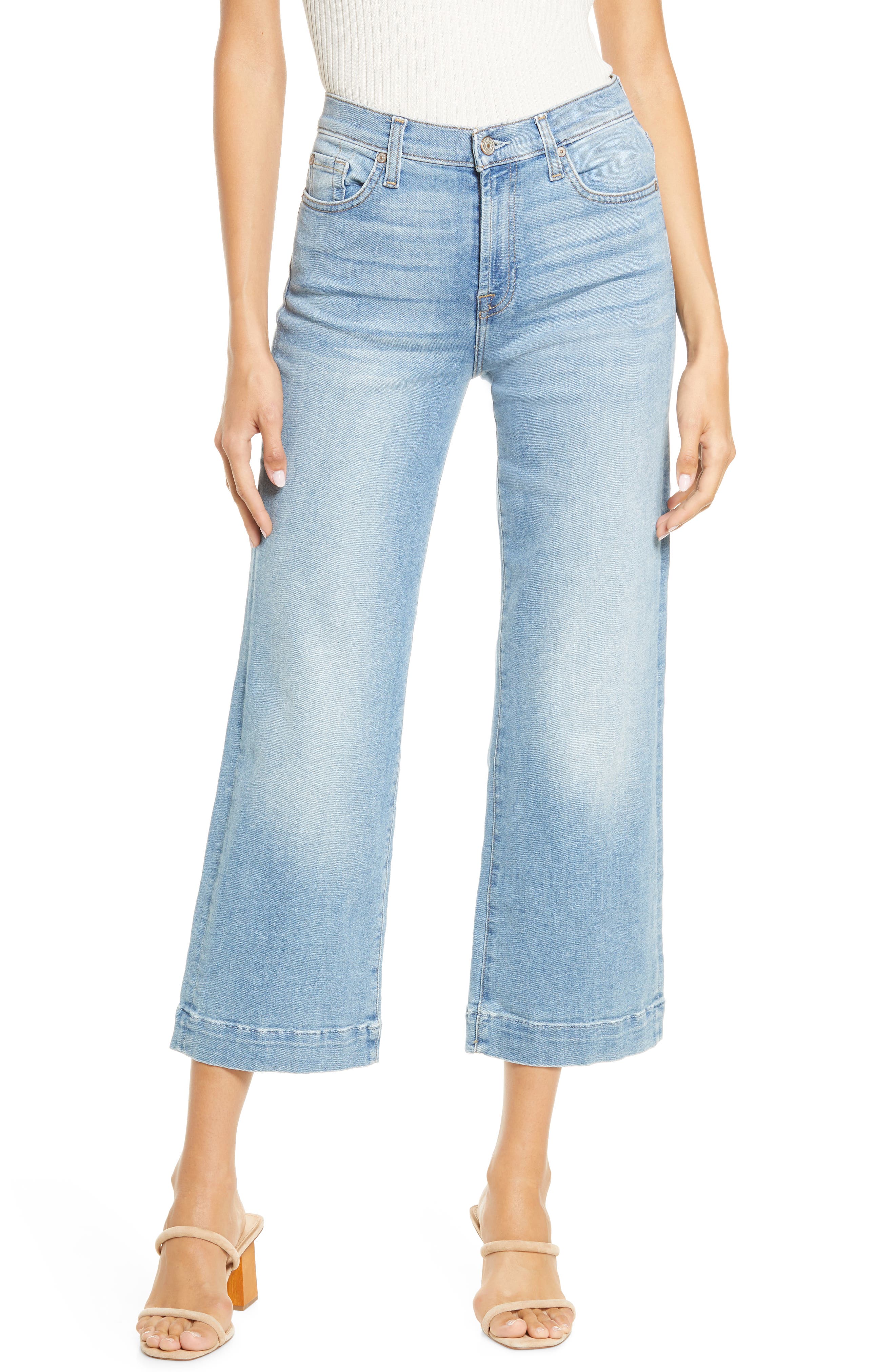 7 For All Mankind Alexa High Rise Cropped Wide Leg Jeans in Opp
