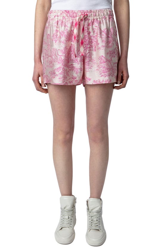 Zadig & Voltaire Paxi Jac Toile De Jouy Shorts In Pink Toile In Toile