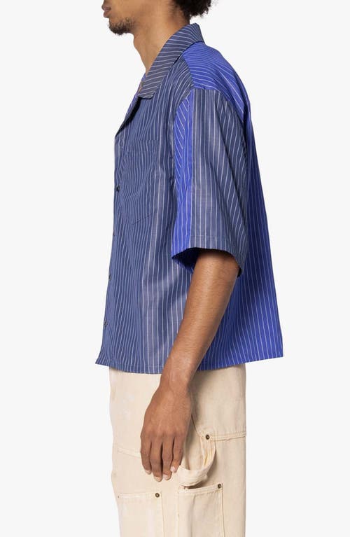 Shop Mnml Colorblock Stripe Camp Shirt In Blue