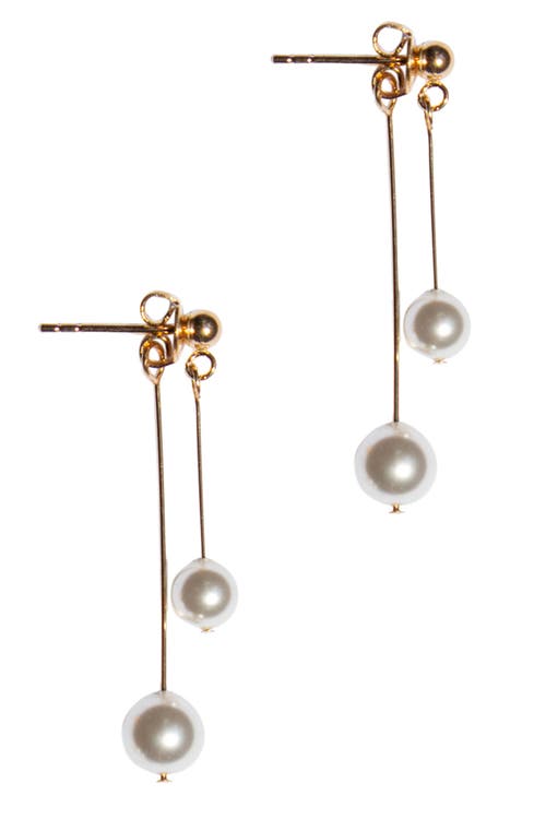 Shop Seree Leighton Faux Pearl Pendant Earrings In White