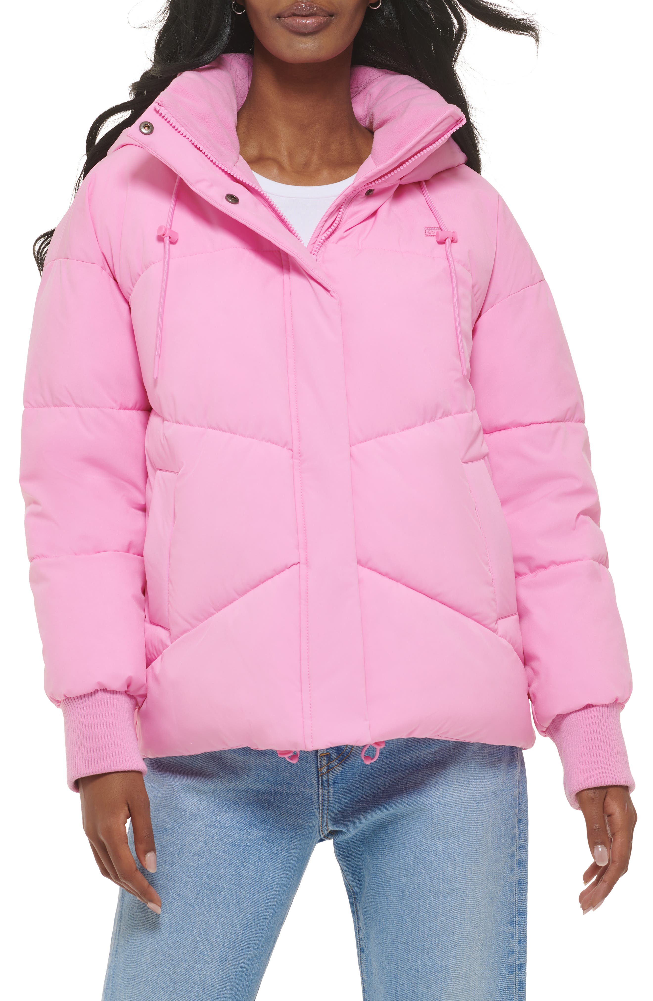 pink down puffer jacket